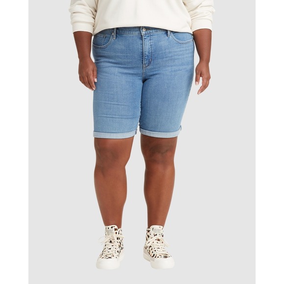 Levi's Pants - Levi's NEW Classic Bermuda Blue Jeans Shorts Hypersoft Mid-Rise Womens Size 24W